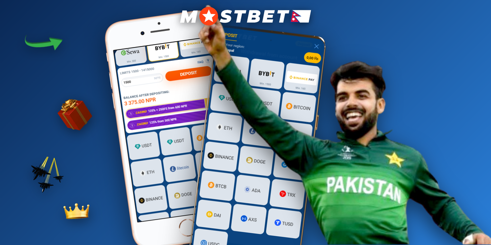 Full range of Mostbet payment methods including eSewa, Khalti, Visa, crypto and more