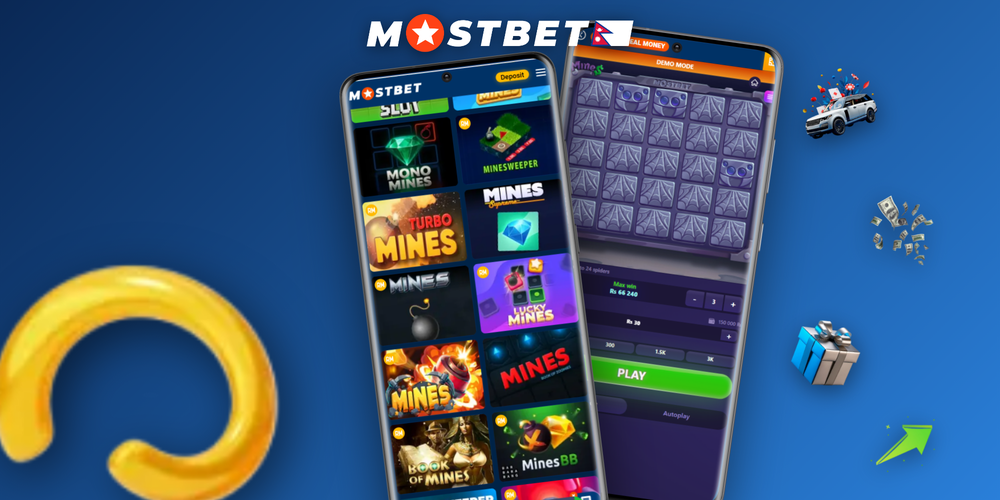 Mostbet Mines board mid-round showing revealed gems and an exploded mine tile