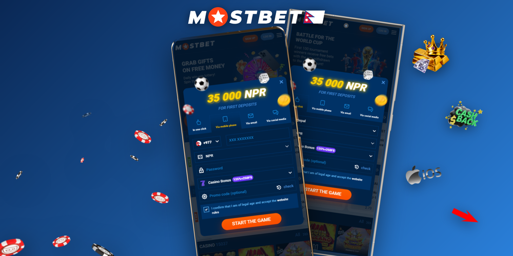 Mostbet partners cabinet UI showing sign-up funnel graph and NPR earnings totals